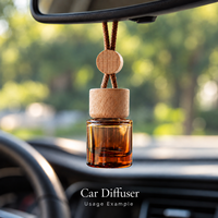 Flacon vide pour diffuseur de parfum de voiture à suspendre, flacon ambré pour huiles essentielles, avec bouchon en bois et boîte d'emballage