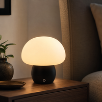 Lampe de table LED rechargeable en forme de champignon, 3 couleurs, intensité réglable, commande tactile, sans fil, veilleuse de chevet pour chambre à coucher et hôtel