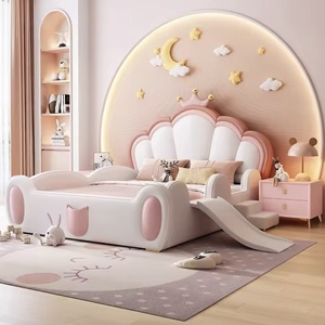 Cama Moderna de Princesa para Niños, Directo de Fábrica, Muebles Rosados Populares para Dormitorio Infantil, Cama Suave y Segura con Barandas Personalizables - Product Image 4