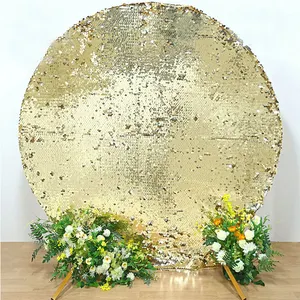 Wholesale Gold Big Sequin Circle Backdrop Stand Wedding Event Party Decoration Arch Background Cover