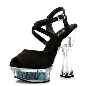 Sandalias de Tacón de 14 cm, Calzado de Baile, Estilo Gótico Exótico, Fetiche, Punta Abierta, Stripper, Cristal, Diamante, Impermeables - Product Image 3