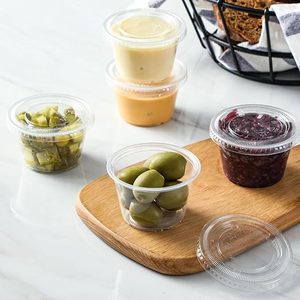 1000 pièces de couvercles en plastique pour gobelets, boîtes à sauce transparentes de 100 ml, contenants alimentaires pour sauces, condiments, crèmes à emporter, sans BPA, compatibles micro-ondes - Product Image 3