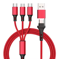 Cable de Carga y Datos Multiusos de Nailon 2 en 3, 2.8A, OEM/ODM de Fábrica, Cable de Carga Rápida USB para iPhone y Samsung