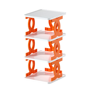 Étagère à chaussures multi-niveaux en plastique empilable et pliable pour l'entrée de la maison, options de couleurs orange, bleu, gris - Product Image 2