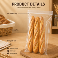 Sacs à pain en BOPP transparents micro-perforés imprimés sur mesure avec fermeture autocollante pour l'emballage automatique des boulangeries