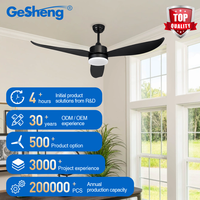 Ventilateur de plafond LED décoratif moderne de 52 pouces avec 3 pales en ABS, moteur en cuivre DC, certification CE CB ETL pour la maison, l'hôtel et les projets
