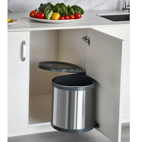 Poubelle de cuisine ronde à bascule en plastique effet métal anthracite