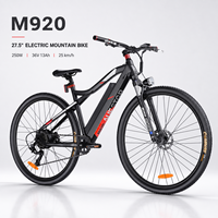 Vélo de montagne électrique avec moteur arrière sans balais 250W, batterie lithium 36V 13Ah, 9 vitesses, cadre en aluminium – Stock européen