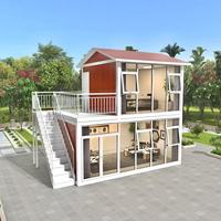 Maison conteneur préfabriquée portable de 20 pieds, kit de maisonnette compacte sur remorque, design Asie du Sud-Est, garantie 5 ans
