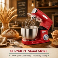 SOHEF Die Cast Stand Mixer 7L 1300W Planetary Mixing Gear Logam Kuat 0 6 Kecepatan Pulse LED Mangkuk Stainless Mixer Makanan Dapur