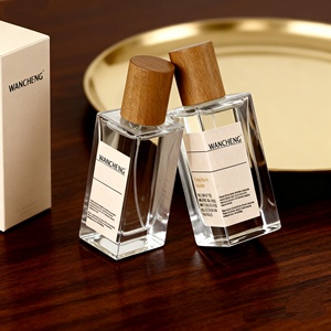 Tùy chỉnh 30ml <span class=keywords><strong>50ml</strong></span> 100ml hình chữ nhật rõ ràng cổ điển chai nước hoa thủy tinh với hộp và nắp bằng gỗ - Product Image 1