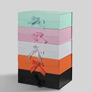 Custom Gift Box with Changeable Ribbon and Magnetic Closure for Luxury Packaging Sturdy Foldable Box