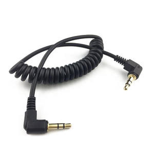 Cable de extensión de audio auxiliar estéreo para auriculares en espiral de <span class=keywords><strong>90</strong></span> grados macho a macho de 3,5mm - Product Image 1