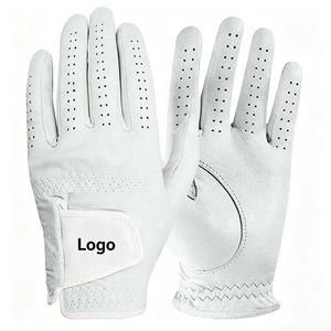 Gants de golf pour hommes en cuir de mouton Cabretta avec logo personnalisé, respirants, antidérapants, perforés, à doigts complets, vente en gros OEM - Product Image 1