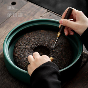 Retro Ceramic Tea Canister <b>Large</b> Round Air Tight <b>Lid</b> Metal Storage <b>Jar</b> For Pu'er Tea Cake Housekeeping Use - Product Image 4