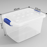 Boîte de rangement en plastique PP 45*33*24cm avec poignée, design anti-poussière portable pour l'organisation de la maison, du jardin et de la cuisine