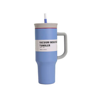 Gobelet isotherme en acier inoxydable de 40 oz avec poignée, logo personnalisé, double paroi isolée, avec couvercle à paille pour voiture - Product Image 6