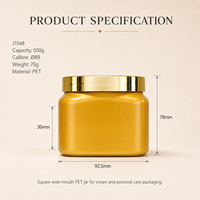 Tarro Plano Bajo de PET de 500g con Cuello de 89mm, Apertura Extra Ancha de 92.5mm, Logotipo Personalizado OEM, MOQ Bajo, Envase de Plástico para Mantequilla Corporal, Mascarilla Capilar y Exfoliante