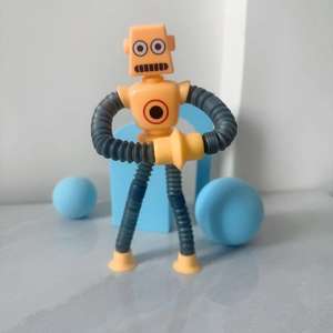子供のための吸盤付きの教育用ポップチューブロボットおもちゃライトアップ感覚そわそわロボット - Product Image 6