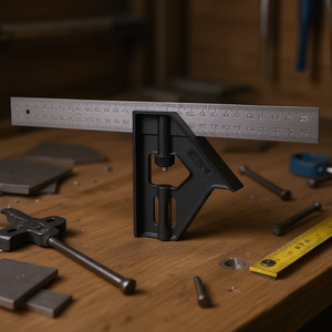 Herramienta Multiusos para Trabajo en Equipo, Regla de Acero de 12 Pulgadas con Nivel y Abrazadera de Bloqueo para Trabajos en Madera y Metal - Product Image 3