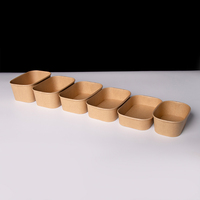Groothandel Biologisch afbreekbare doos van bulk kraftpapier, rechthoekig, wegwerpbaar, voor maaltijden, met deksel, OEM aangepaste logo's.