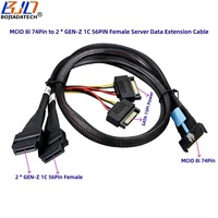 Cable de Extensión de Datos para Servidor PCI-E 5.0 MCIO 8i 74PIN Host a 2 * GEN-Z 1C 56PIN Hembra, 0.5M 0.8M con Alimentación SATA 15PIN