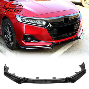 Front Bumper Lip For Honda Accord 2021-2022 IKON V1 Style 3PC Spoiler PP Gloss Black Diffuser Chin Guard Protector - Product Image 1