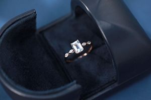 Xinfly Classic 18K Marquise Cut Diamond Aquamarine <b>Ring</b> for Wedding Engagement Gift Party or Everyday Wear - Product Image 5