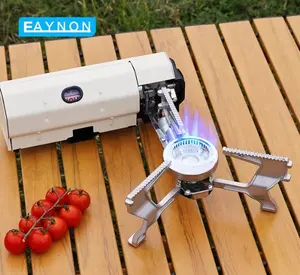 Eaynon Fogão a gás portátil dobrável para acampamento ao ar livre utensílios de cozinha com saco