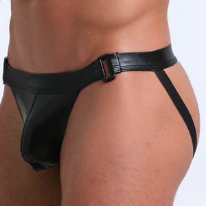 String sexy en faux cuir pour <span class=keywords><strong>homme</strong></span>, sous-vêtements respirants et à coupe étroite de couleur unie, culotte masculine - Product Image 1