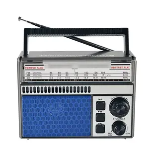 复古收音机接收器多波段调幅调频软件便携式无线收音机，带可充电电池FP-308BT