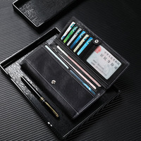 Dompet Panjang Kulit Asli Pria Grosir Pabrik dengan Banyak Slot Kartu, Dompet Kulit Gaya Merek Mewah untuk Pria