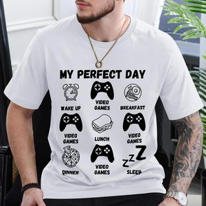 FOXA <b>Funny</b> Gamer T-<b>Shirt</b> Men Video Game Graphic Tee My Perfect Day Short Sleeve 100% Cotton Jersey <b>Shirt</b> - Product Image 6