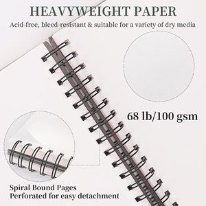 Carnet de <span class=keywords><strong>croquis</strong></span> en spirale personnalisé, carnet de <span class=keywords><strong>croquis</strong></span> à l'aquarelle pour les étudiants, l'école, l'apprentissage de la dessin, utilisation promotionnelle, A3 A4 A5 - Product Image 3