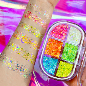 พาเลทอายแชโดว์กันน้ำ 6 ช่อง สีสันหลากหลาย ประกายชิมเมอร์ กลิตเตอร์ ไฮไลท์เตอร์ สำหรับแต่งหน้า แบรนด์ส่วนตัว ขายส่ง - Product Image 5