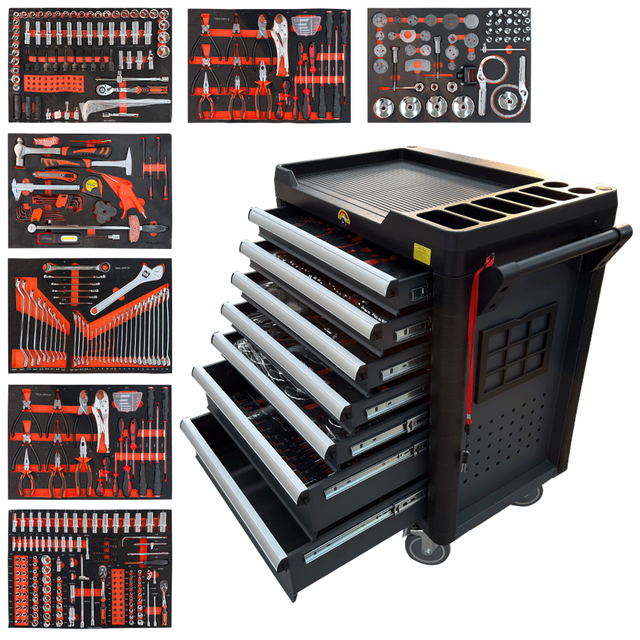 High Quality 7-Drawer Garage Storage Trolley Set Professional Workshop Tool Cart with Tools Tool Cart Empty Tool Trolley Cart