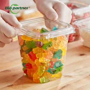 Contenedor Desechable Transparente de Plástico con Tapa Abatible y Seguro contra Manipulaciones para Alimentos, Ensaladas, Aperitivos, etc. con Logotipo OEM - Product Image 1