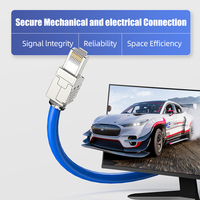 Connecteur mâle RJ45 Cat.7 HY Connect HRJ-P88F-A avec LED, plaqué or, alliage de zinc argenté T568B pour systèmes réseau