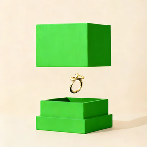 Boîte d'emballage de luxe rouge pour bijoux, motif Ciel et Terre, idéale pour les coffrets cadeaux, logo personnalisable - Product Image 1