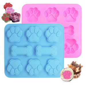 Cetakan Silikon Tulang Kaki Anjing, Tidak Lengket untuk Jeli Permen Coklat Es Batu dan Camilan Anjing Biskuit Camilan Anjing Cetakan Kaki & Tulang - Product Image 1