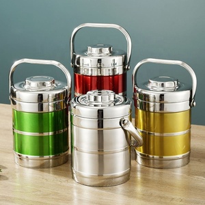 Tiffin-fiambrera de acero inoxidable con aislamiento de doble pared, termo <span class=keywords><strong>para</strong></span> <span class=keywords><strong>comida</strong></span> caliente - Product Image 3