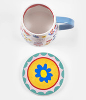 Ensemble de tasses à café et à thé en argile mouchetée avec motif de fleurs peintes à la main personnalisées tasses en porcelaine avec soucoupes