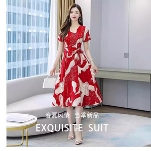 Korean Style Women's Dress V-<b>Neck</b> Loose Fit Mid-Length Wrap <b>Tie</b> Casual Daily Wear With Pocket - Product Image 4