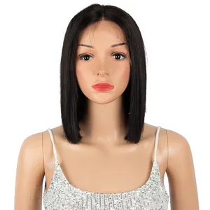 for women sleek wholesale factory supplier bob straight blend Best wig 10" 12"14" 9A grade long lace front wig Human Hair Wigs
