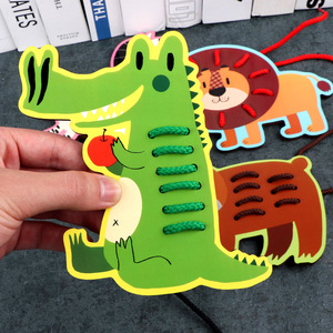 Enfants en bois éducatif filetage jouet grande taille fruits Animal cognitif corde laçage jouets enfants éducation précoce jeux de bureau - Product Image 5
