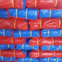 Bâche en PE tissée imperméable bleue à l'extérieur et rouge à l'intérieur, anti-UV, pour tentes de voiture