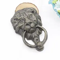 Knocker Pintu Kepala Singa Besi Cor Logam Kualitas Tinggi untuk Dekorasi Rumah Warna Khusus Kuningan Antik