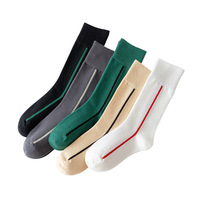 Chaussettes d'automne en coton jacquard pour femmes, nouveau style, motif rayures foncées, antidérapantes, pour usage quotidien, vente en gros