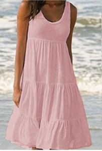 Chất lượng cao cami ăn mặc mát bán chạy nhất giản dị Dresses rắn <span class=keywords><strong>Midi</strong></span> Dress - Product Image 4