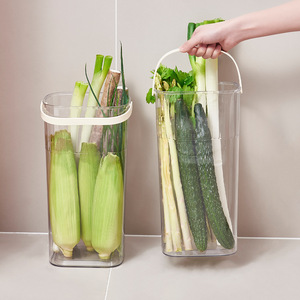 Household Scallion And Yam <b>Storage</b> Bucket Transparent Rectangle With Handle <b>Kitchen</b> Food <b>Storage</b> <b>Container</b> - Product Image 4